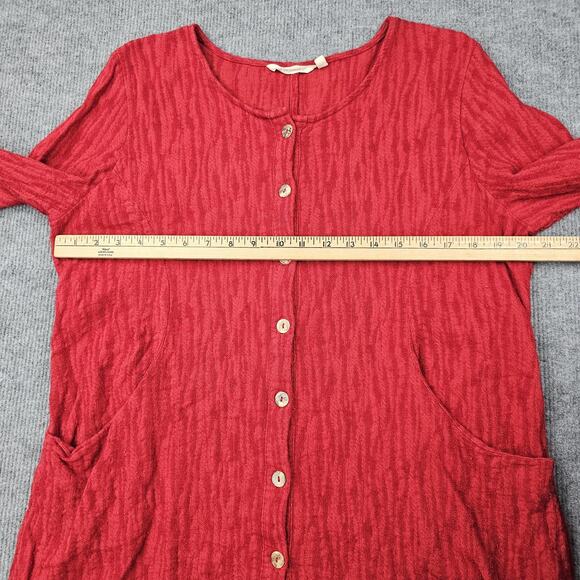Soft Surroundings Top Womens XL Red Button Front Woven Cotton Gauze Boho Tunic - Picture 4 of 6